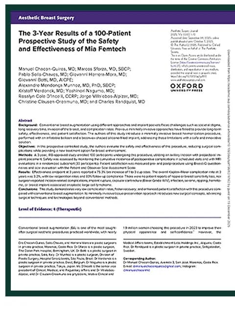 Aesthetic Surgery Journal刊載的Mia Femtech 3年追蹤研究