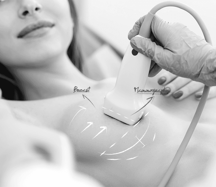 U&U乳癌超音波檢查——以超音波探頭檢查乳房的畫面